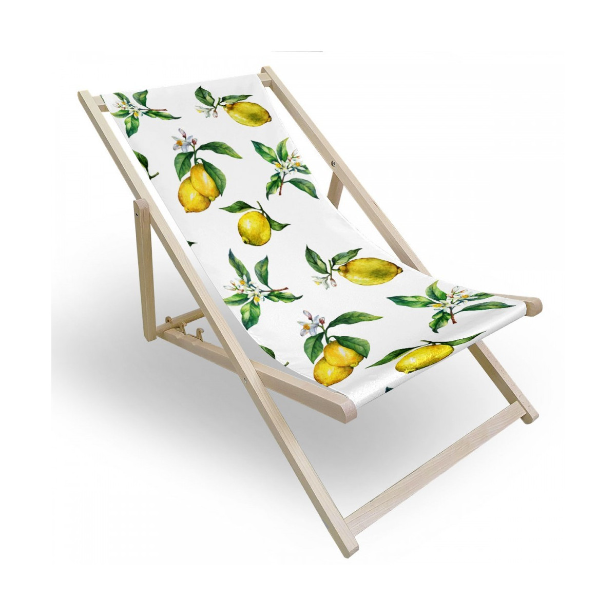 Lehátko din lemn de culoare albă cu motiv de lămâi