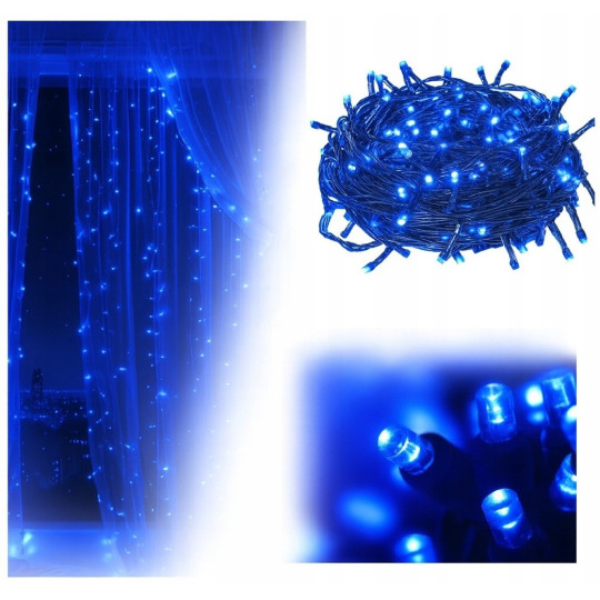Vizu nu LED de Crăciun 100 LED de culoare albastră