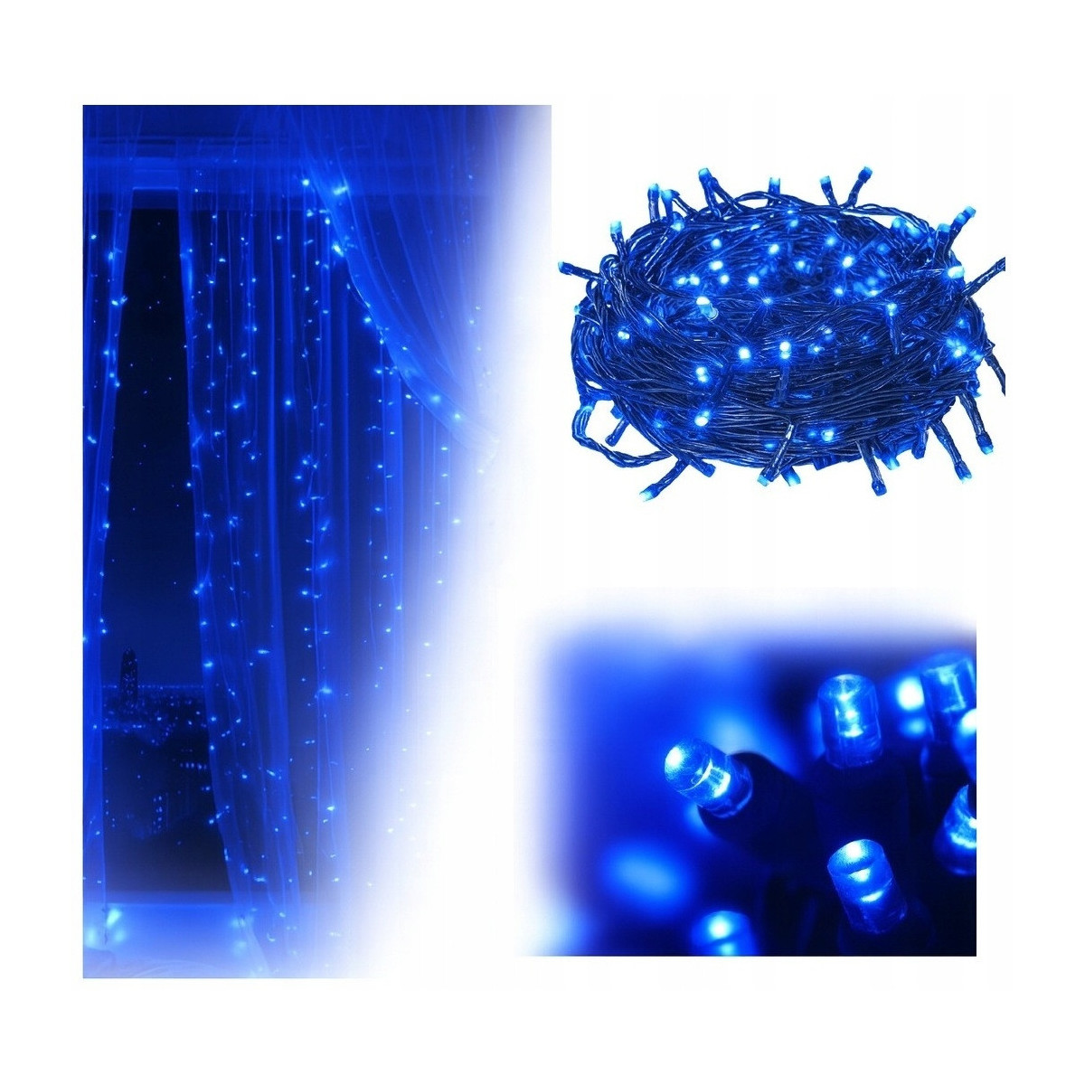 Vizu nu LED de Crăciun 100 LED de culoare albastră