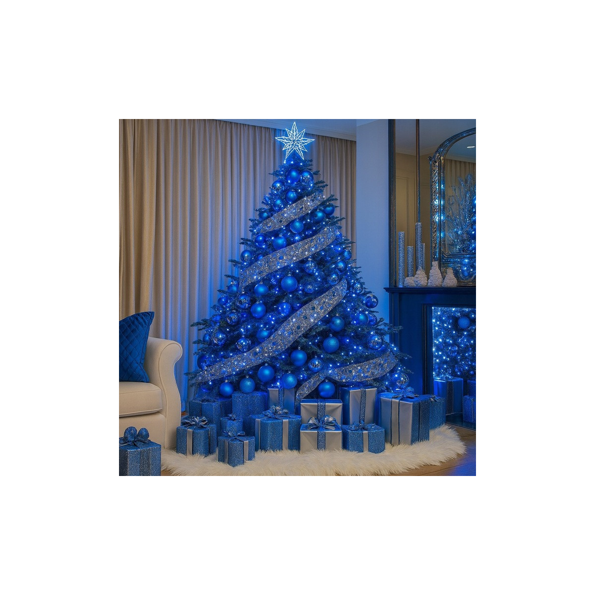 Vizu nu LED de Crăciun 100 LED de culoare albastră