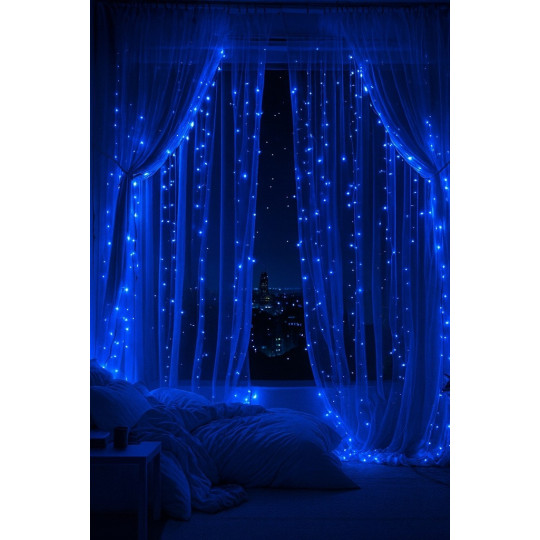 Vizu nu LED de Crăciun 100 LED de culoare albastră