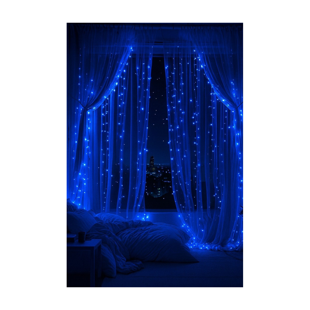 Vizu nu LED de Crăciun 100 LED de culoare albastră