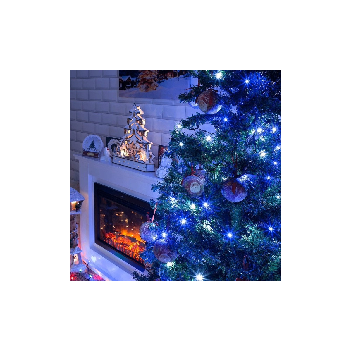 Vizu nu LED de Crăciun 100 LED de culoare albastră