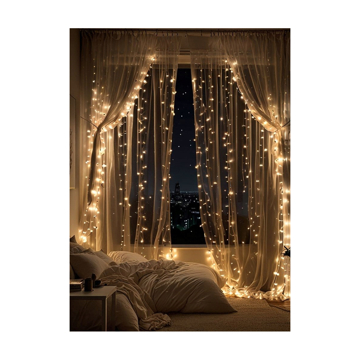 Kvalitative lumini LED de Crăciun 100 LED în culoarea alb cald.