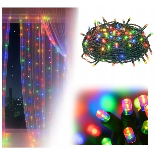 LED color chain light for Christmas, 200 LEDs at a great price - Multicolor