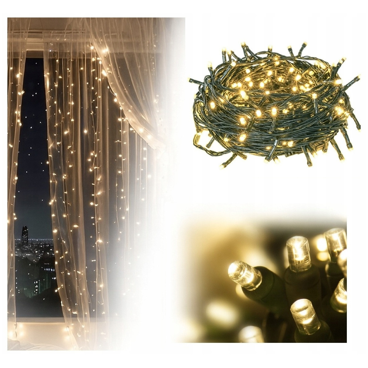 Lumine LED de Crăciun ieftine în culoare albă caldă - 200 LED