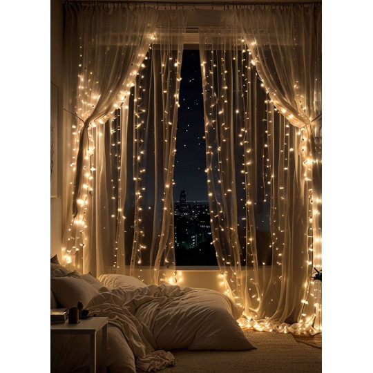 Lumine LED de Crăciun ieftine în culoare albă caldă - 200 LED