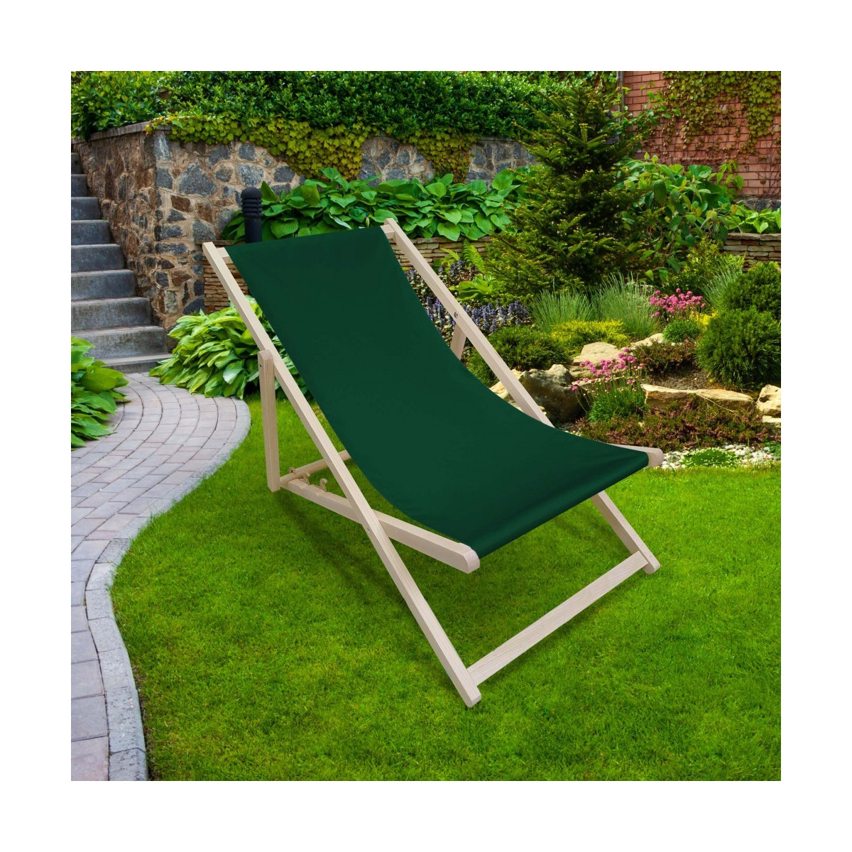 Șezlong de plajă de culoare verde