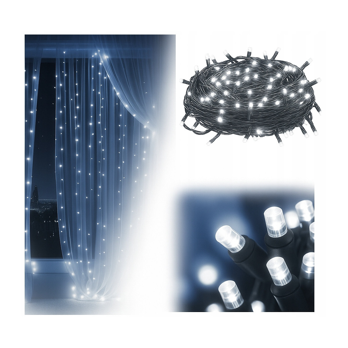 Luminițe de Crăciun pentru interior cu 8 moduri de iluminare - alb rece până la 1000 LED-uri