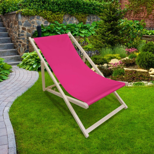 Lehátko din lemn cu un roz tare roz.