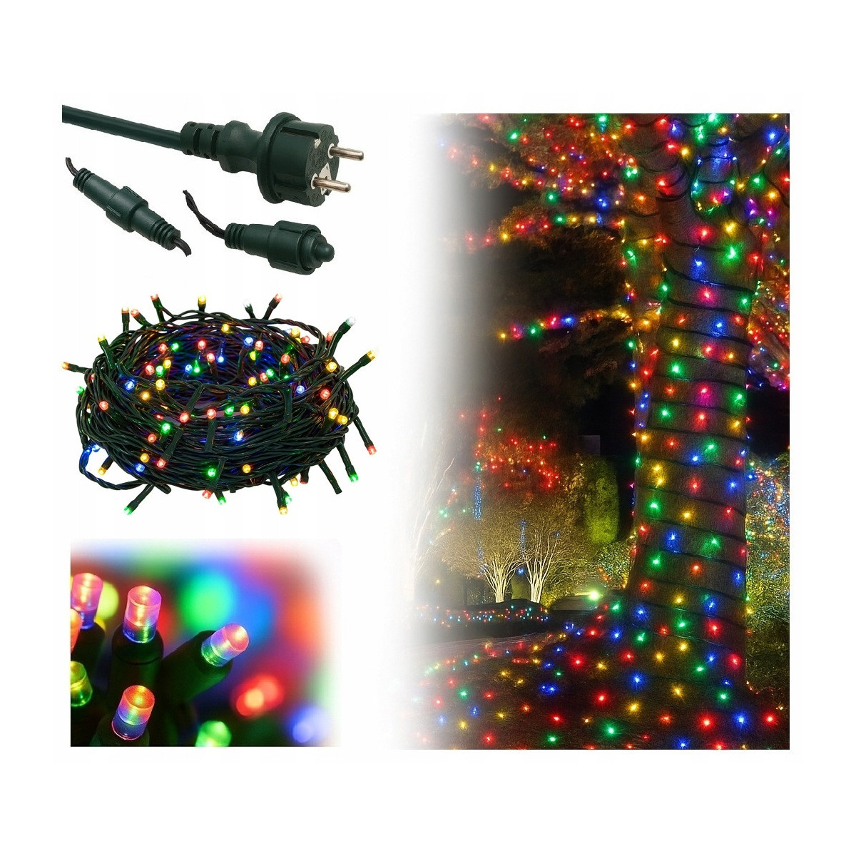 Lumină LED colorată de Crăciun pentru exterior, 100 LED