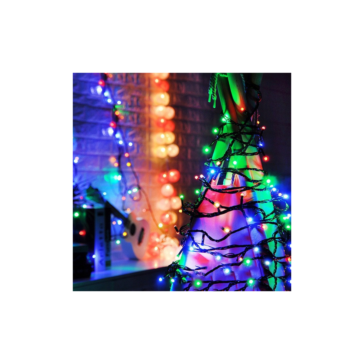 Lumină LED colorată de Crăciun pentru exterior, 100 LED