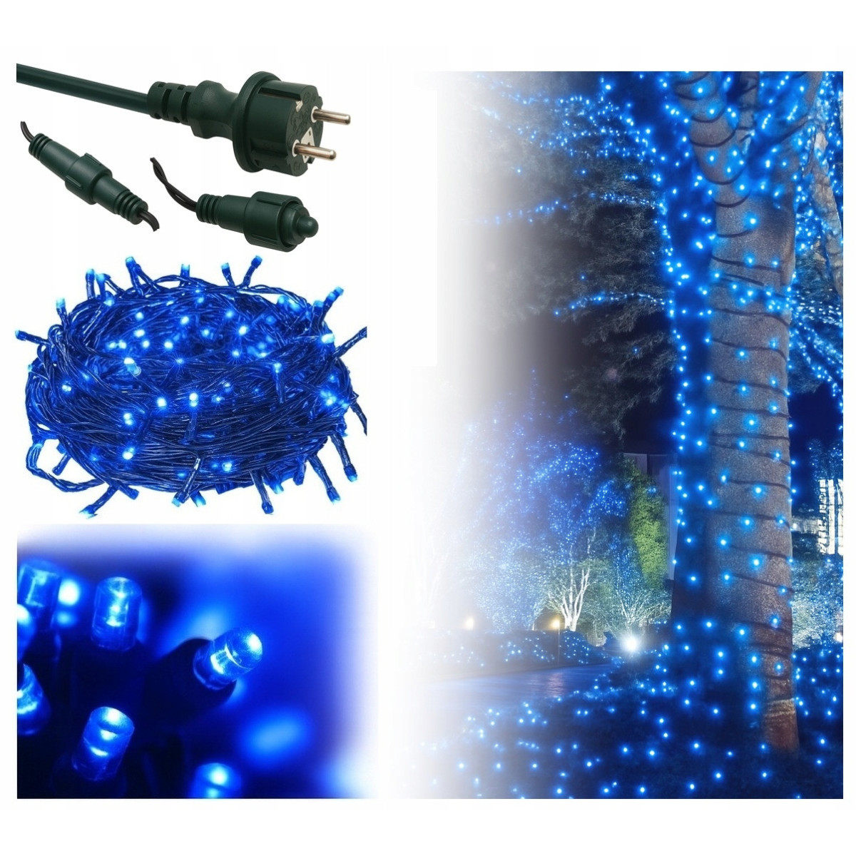 Globuri LED de Crăciun 200 LED – albastre, exterioare cu efect FLASH