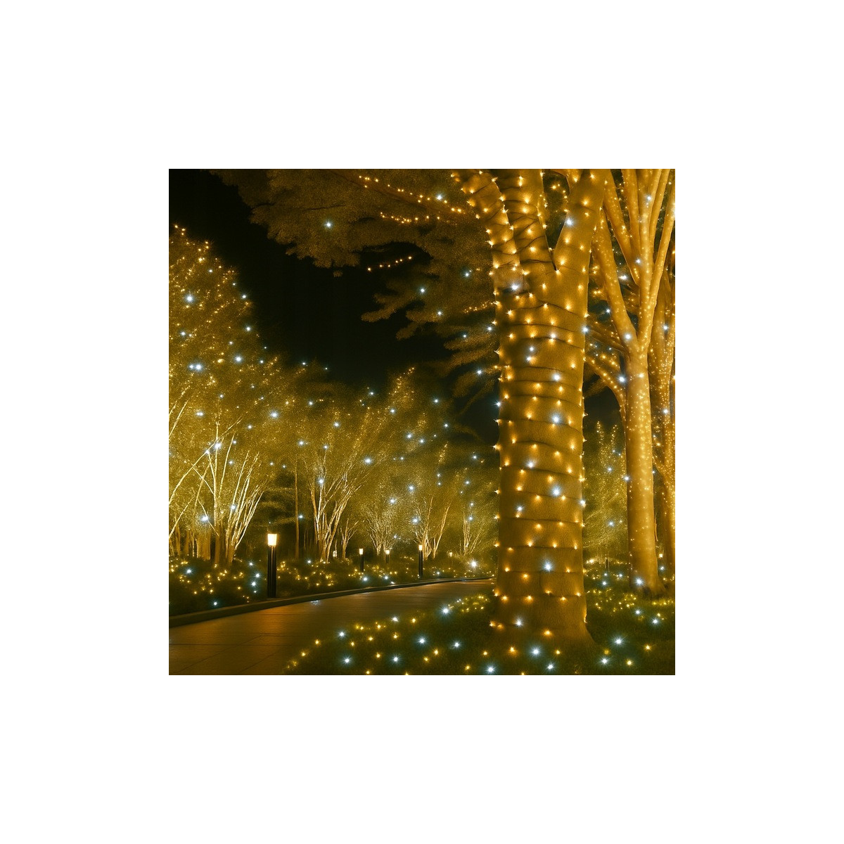 O iluminat de Crăciun modernă în aer liber, de culoare albă caldă, 300 LED