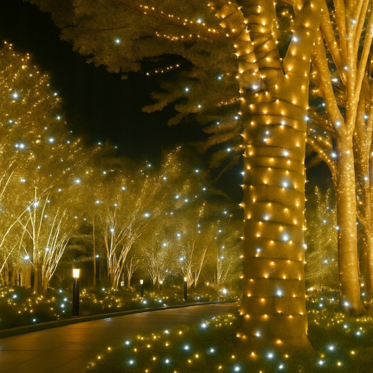 Cauze frumoase de iluminat exterior de Crăciun în culoarea albă caldă, 500 LED