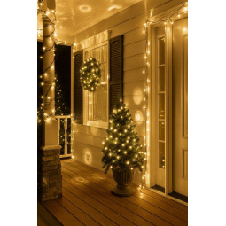 Iluminare exterioară de Crăciun în culoarea albă caldă, 1000 LED-uri