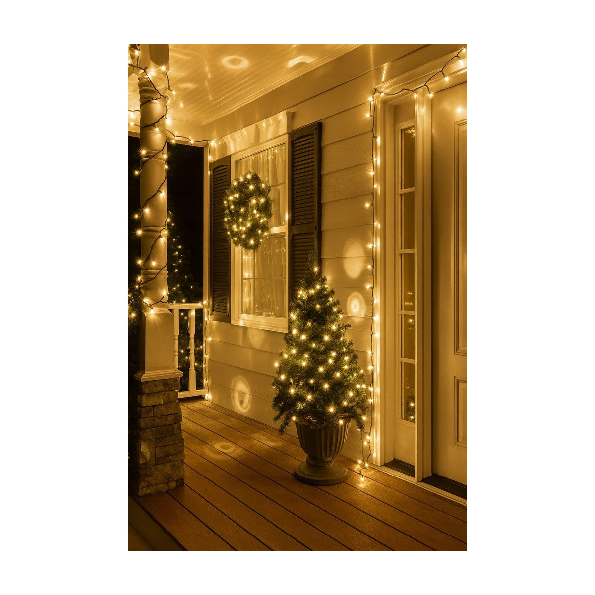 Iluminare exterioară de Crăciun în culoarea albă caldă, 1000 LED-uri