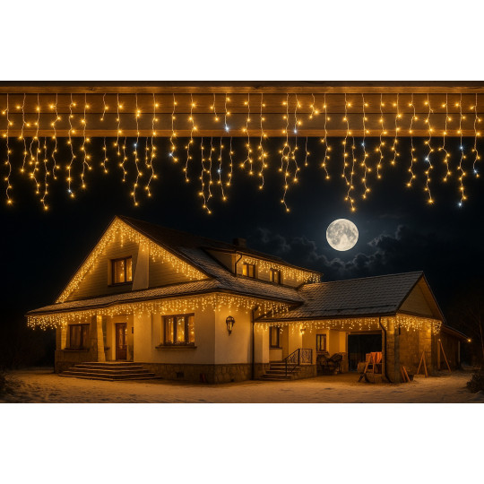 Sârmă de lumini - stropi, 1000 LED, alb cald