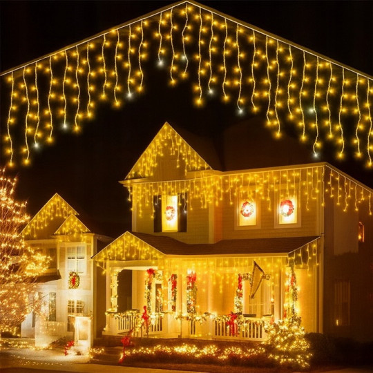 Sârmă de lumini - stropi, 1000 LED, alb cald