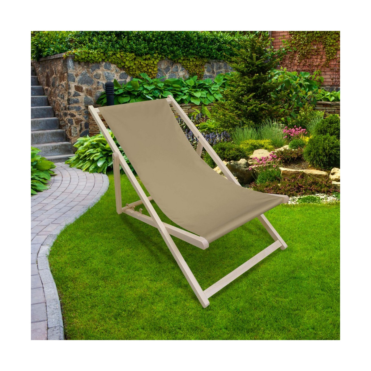 Lehátko de calitate pentru grădină, de culoare bej deschis