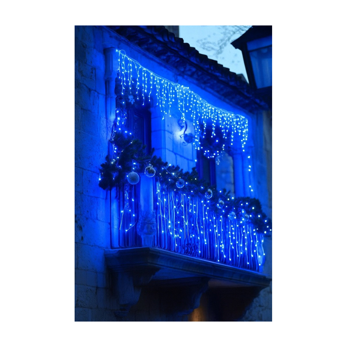 Sculptura de lumini, icre 1000 LED, albastră pentru utilizare în exterior și interior