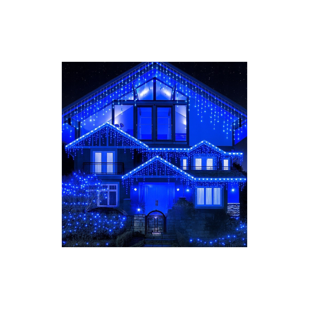 Sculptura de lumini, icre 1000 LED, albastră pentru utilizare în exterior și interior