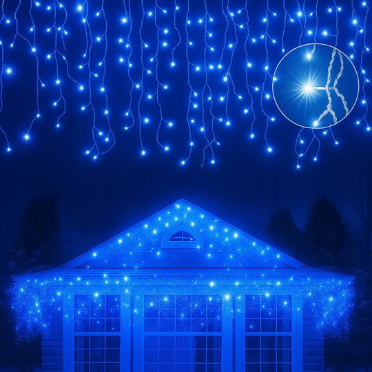 Sculptura de lumini, icre 1000 LED, albastră pentru utilizare în exterior și interior