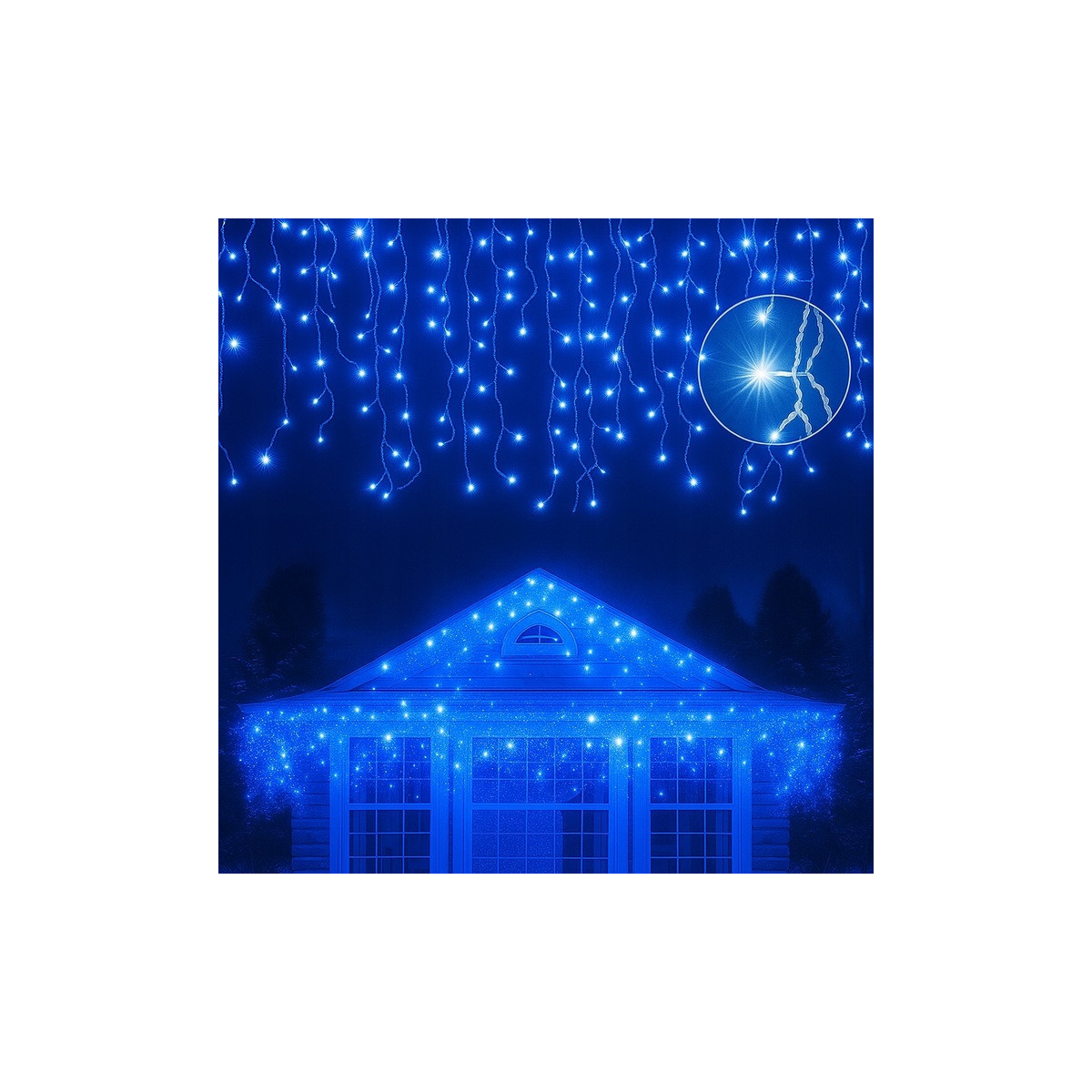 Sculptura de lumini, icre 1000 LED, albastră pentru utilizare în exterior și interior