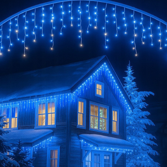 Sculptura de lumini, icre 1000 LED, albastră pentru utilizare în exterior și interior