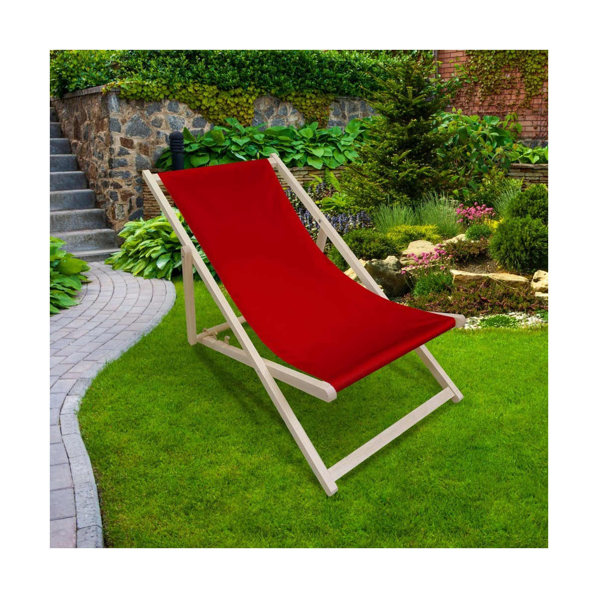 Ležadlo de culoare roșie pentru grădină