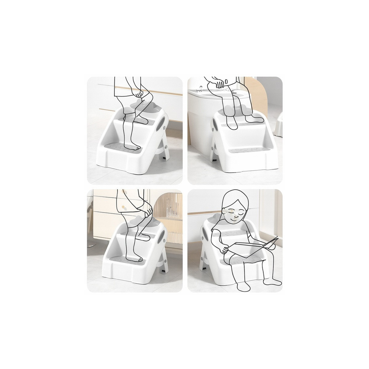 Dublu scara pentru copii de culoare gri