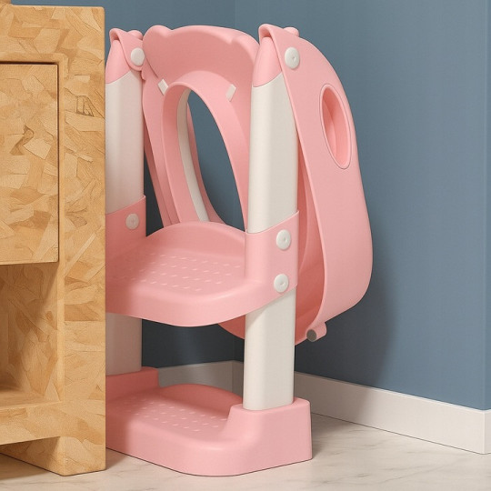 Scărițe pentru copii roz, ajustabile și pliabile, cu reducție pentru WC.