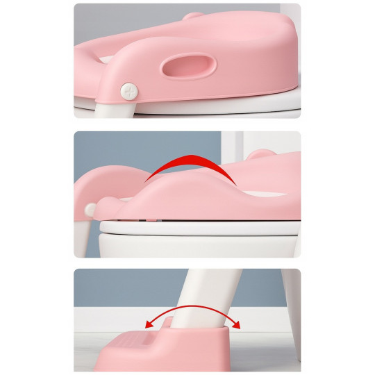 Scărițe pentru copii roz, ajustabile și pliabile, cu reducție pentru WC.