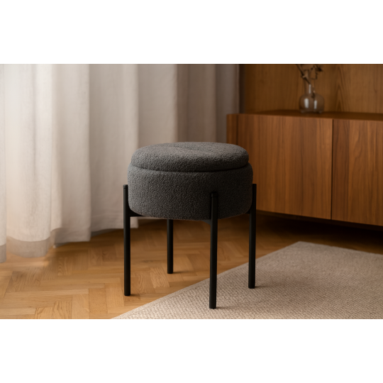 Taburetă cu spațiu de depozitare, gri