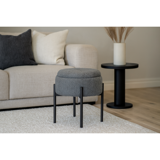 Taburetă cu spațiu de depozitare, gri