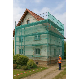 O rețea de protecție pentru schele, de culoare verde, 3,07 × 10 m