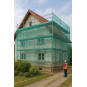 O rețea de protecție pentru schele, de culoare verde, 3,07 × 10 m