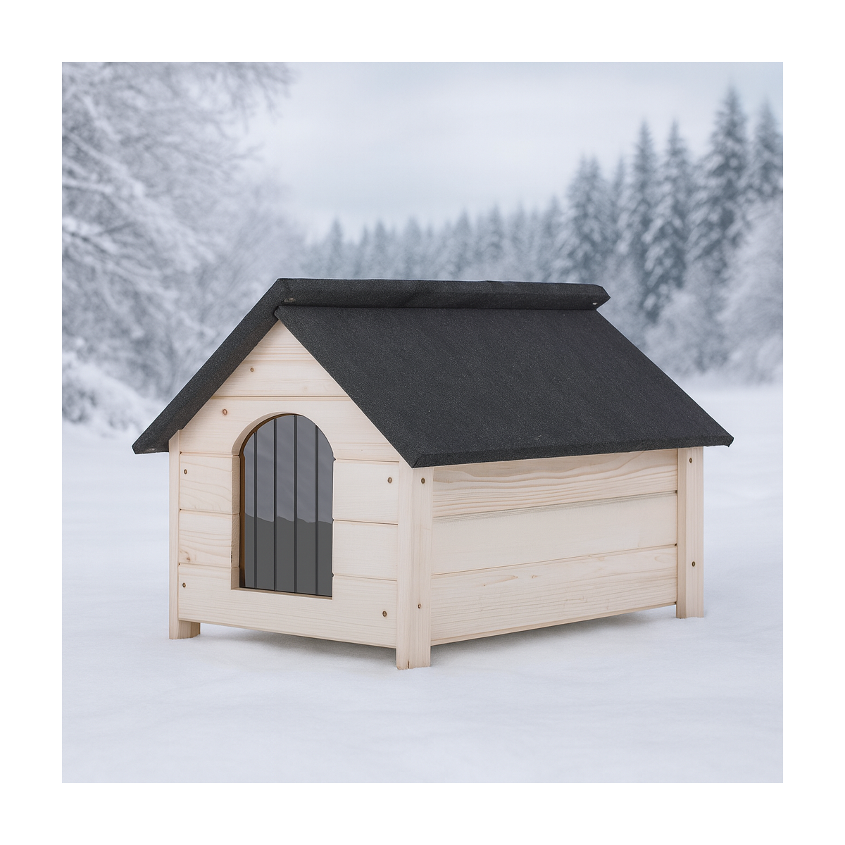 Zidită căsuță din lemn pentru câini - mare