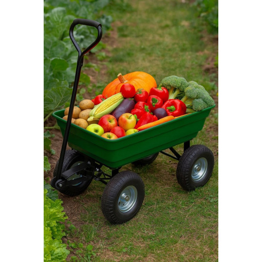 Cărucior de grădină de culoare verde