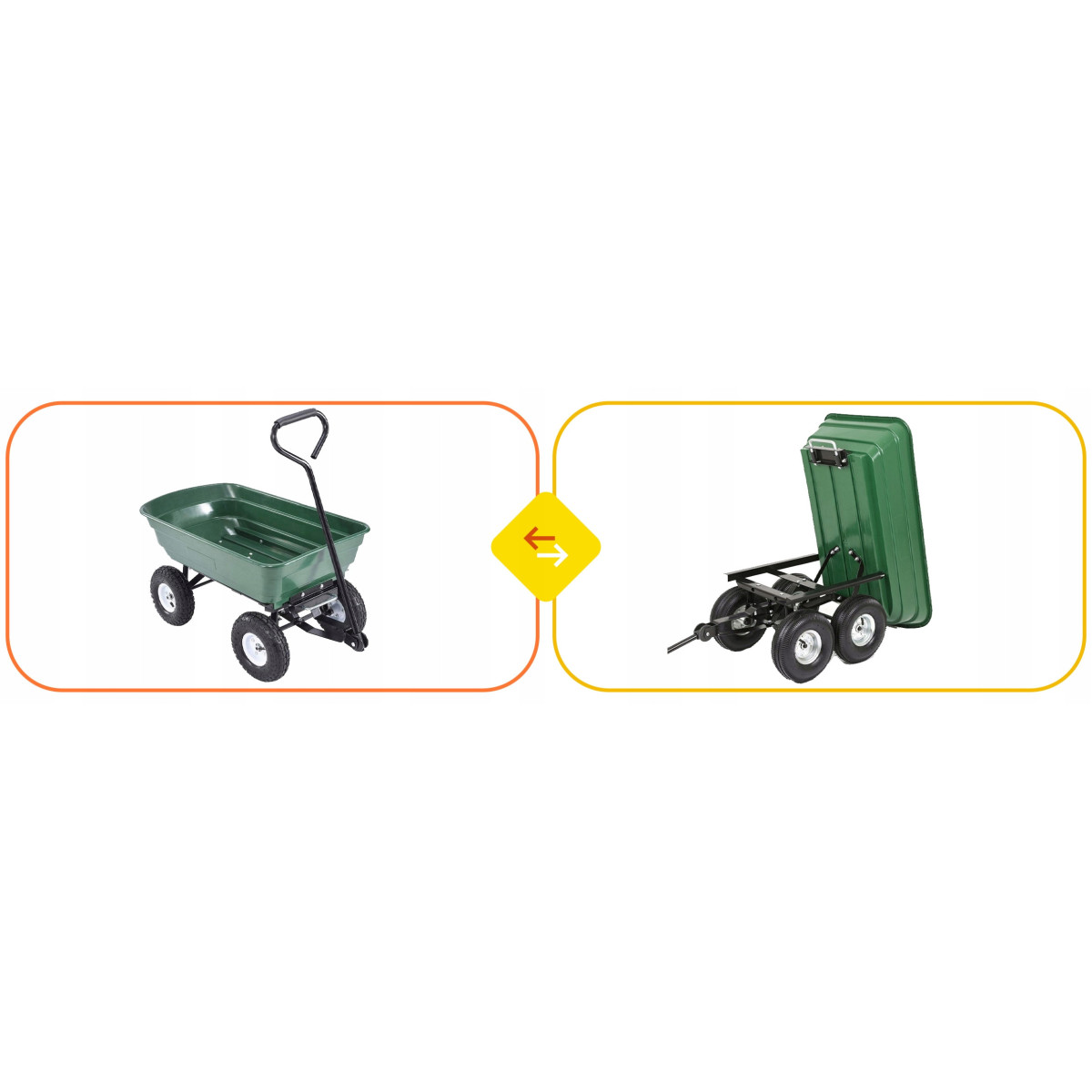 Cărucior de grădină de culoare verde