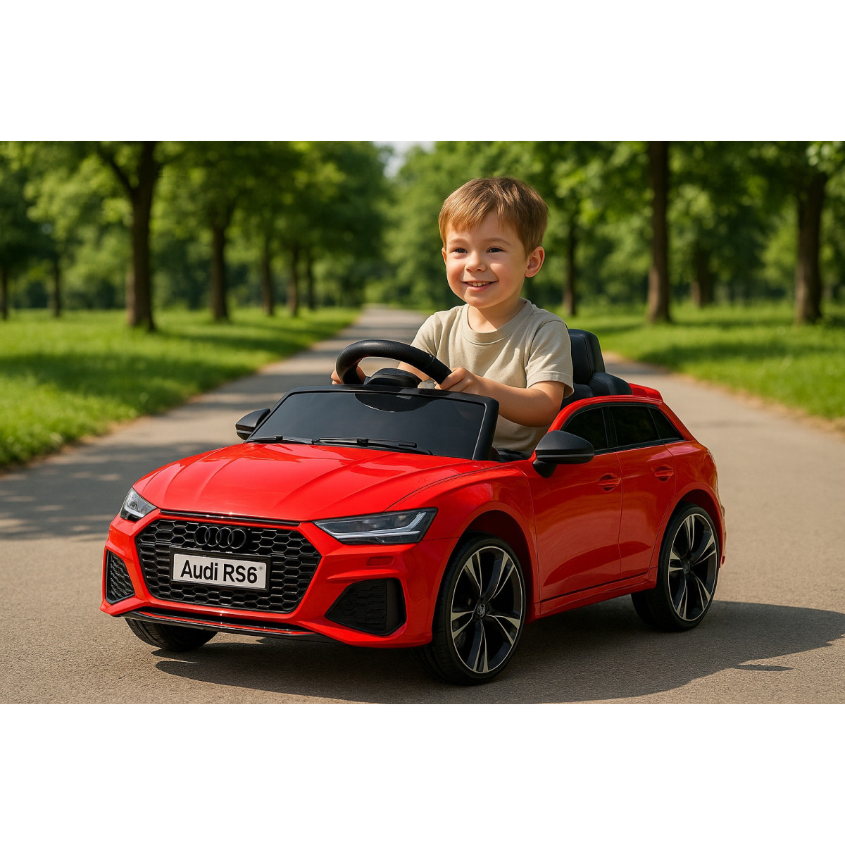 Luxoasa mașinu electrică roșie Audi RS6