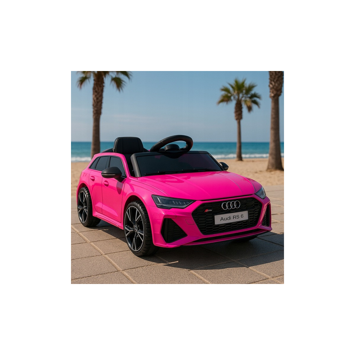 Luxusul mașinu electrică Audi RS6 în culoarea roz.