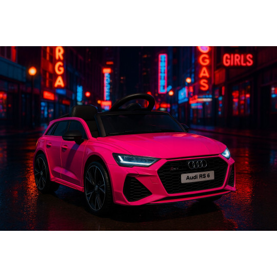 Luxusul mașinu electrică Audi RS6 în culoarea roz.