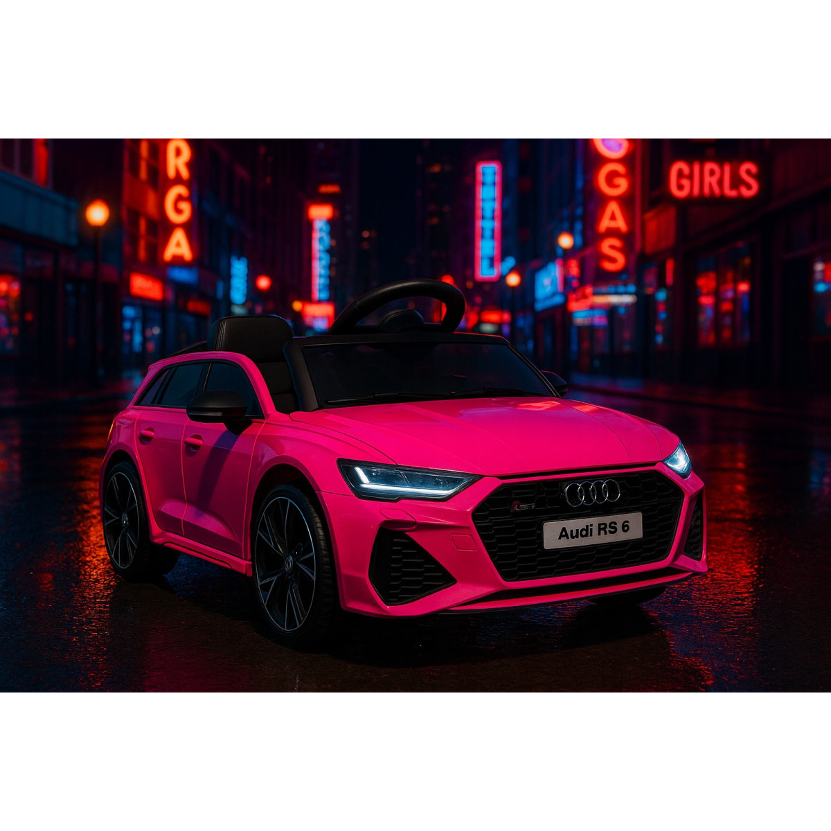 Luxusul mașinu electrică Audi RS6 în culoarea roz.