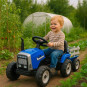 Tractor albastru pentru copii cu remorcă