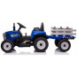 Tractor albastru pentru copii cu remorcă