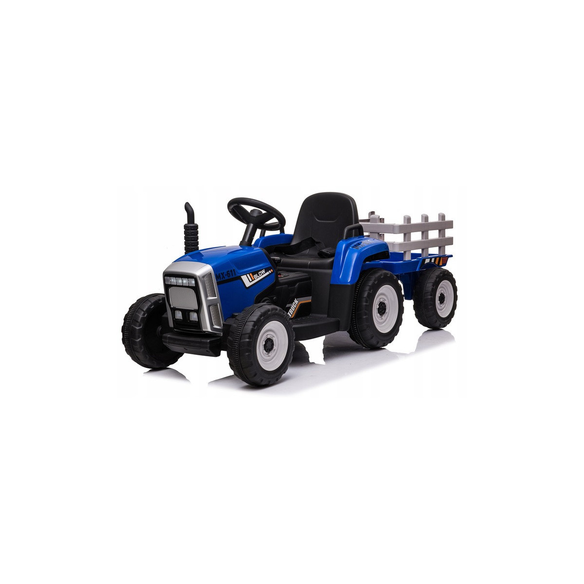 Tractor albastru pentru copii cu remorcă