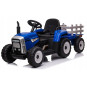 Tractor albastru pentru copii cu remorcă