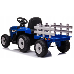 Tractor albastru pentru copii cu remorcă