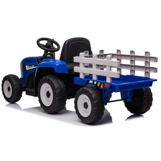Tractor albastru pentru copii cu remorcă